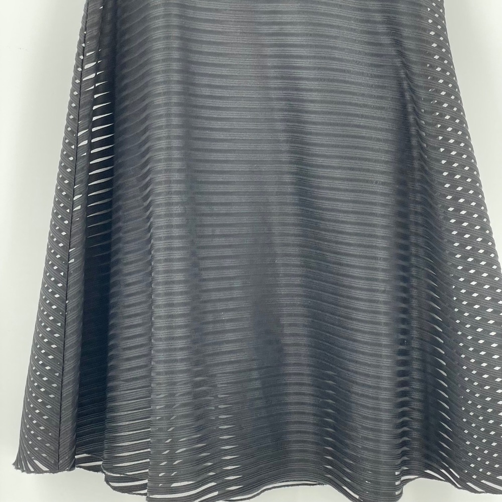 & Other Stories Black Sheer Stripe A Line Midi Skirt Cocktail Party US 6 - Picture 6 of 11